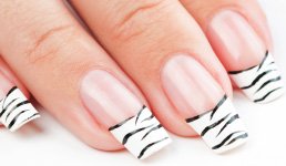 Unhas com nail art de zebra